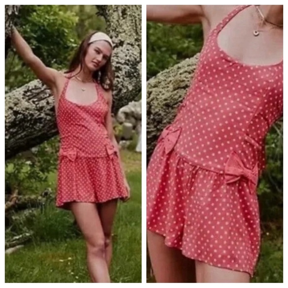 New! Free People High Strung Romper Red/White 45397